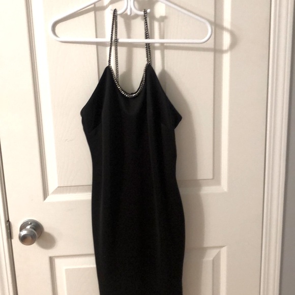 Black mini dress with diamond straps. - Picture 1 of 4